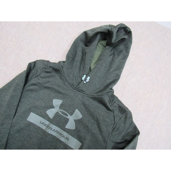 Under Armour Other - Under Armour Mens ColdGear Fitted Hoodie Green Heathered Logo Sweatshirt Medium
